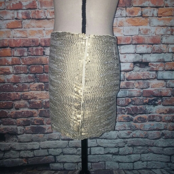 Haute Hippie Sequin Mini Gold & Silver Skirt - Picture 3 of 6